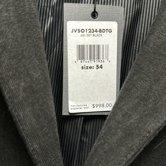 NWT John Varvatos blazer size 54 dark gray/black cotton - Picture 8 of 8